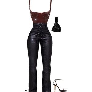 Pretty Little Thing pleather snake skin pants